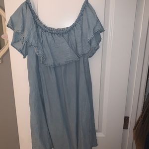 Zara off the shoulder denim dress